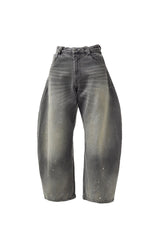 Vintage Grey Wide-Leg Denim Pants