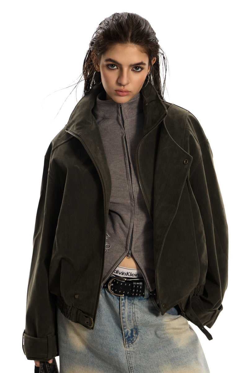 Vintage Suede Biker Oversized Jacket