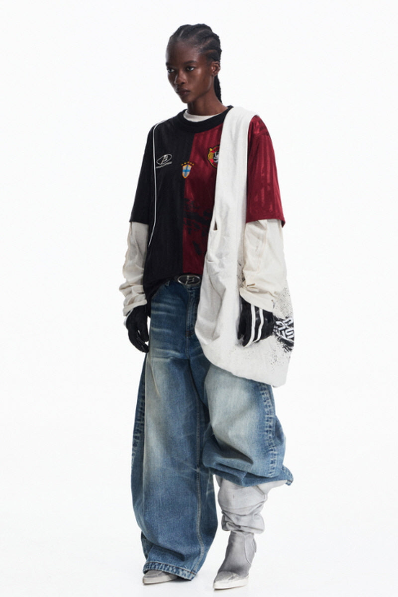 Split Color Soccer Jersey T-Shirt