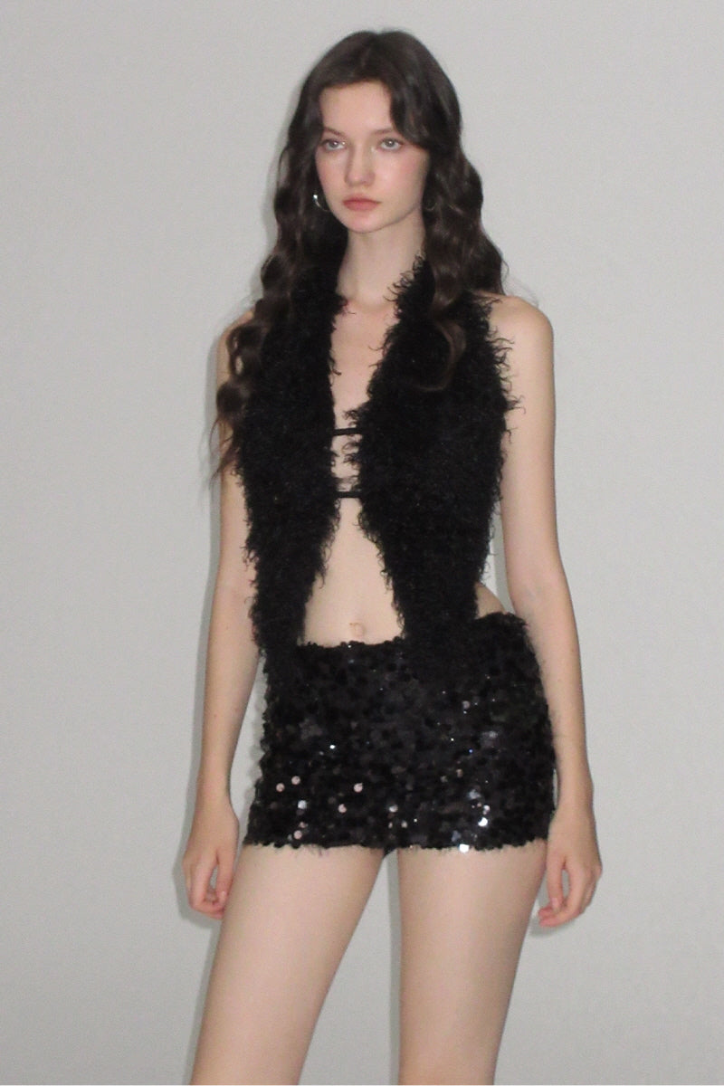 Wild Muse Leopard Faux Fur Halter Top