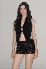 Wild Muse Leopard Faux Fur Halter Top