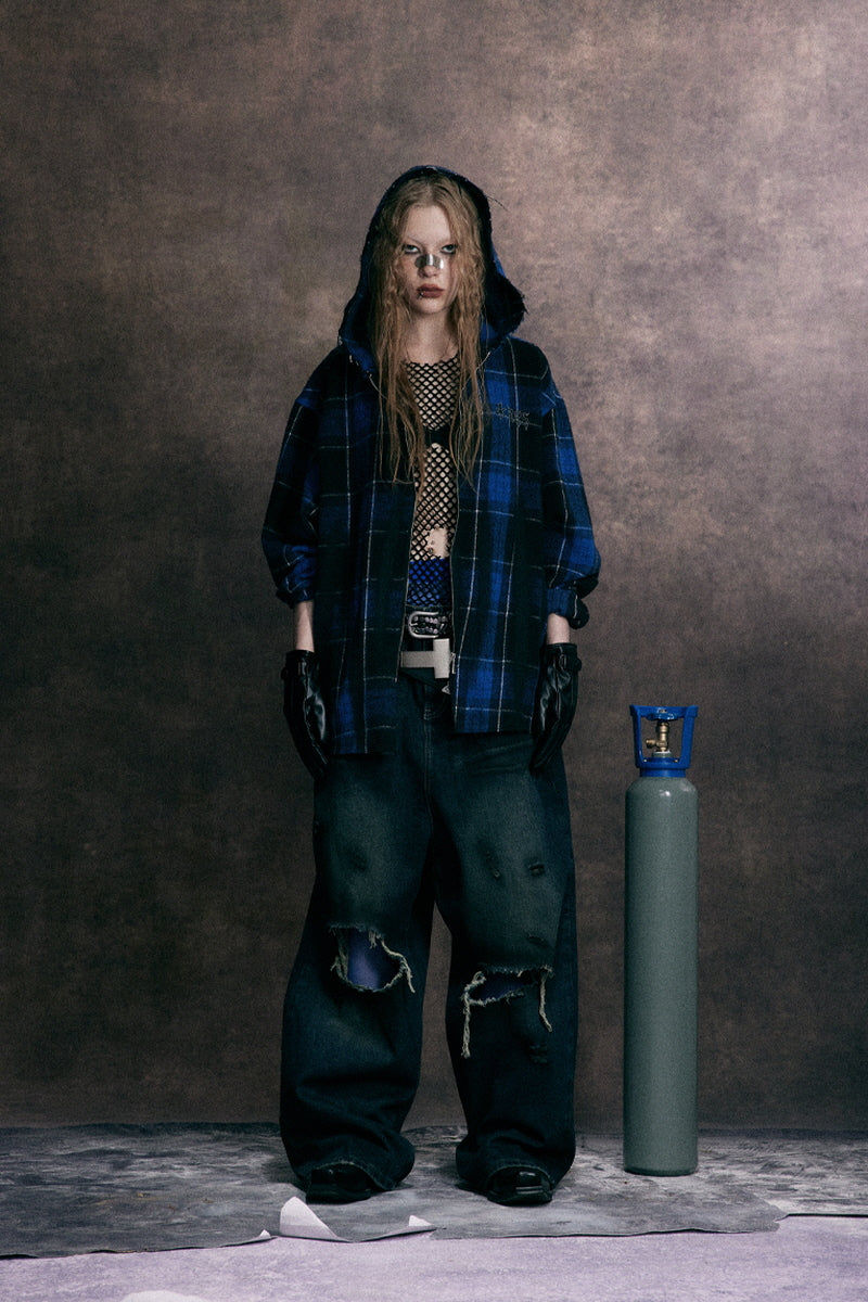 Midnight Rebellion Plaid Hoodie