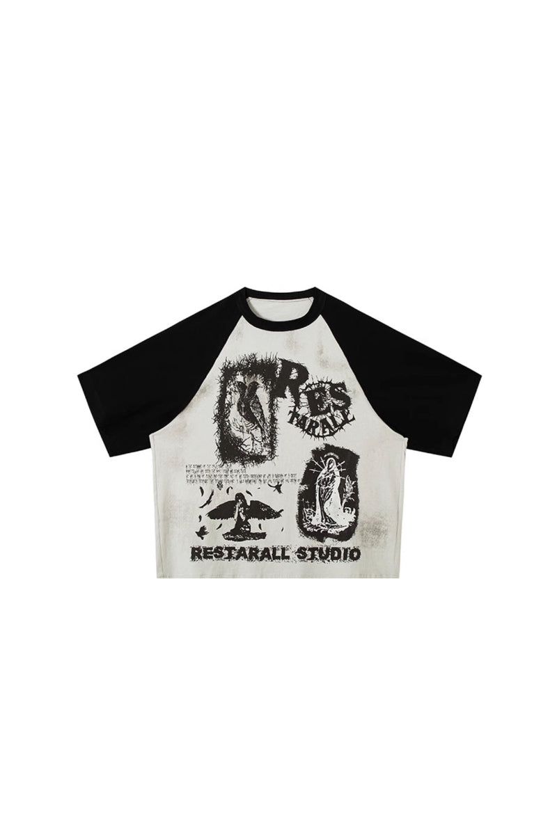 Ragged Noise Contrast Graffiti Tee