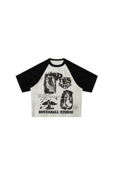 Ragged Noise Contrast Graffiti Tee