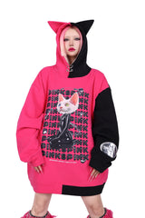 Cyber Sphynx Split-Tone Cat-Ear Hoodie