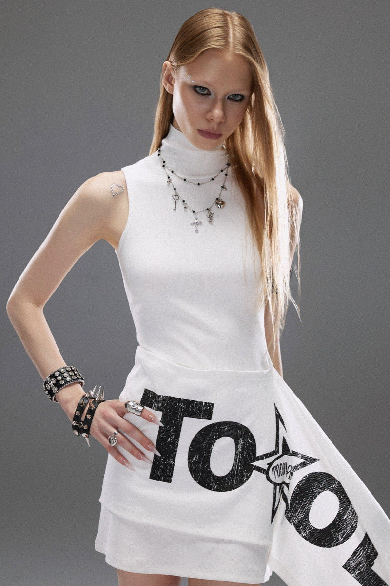 Bold Streamer Sleeveless Dress