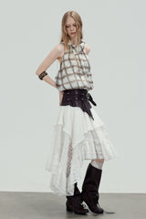 Sheer Plaid Halter Top