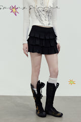 Tiered Pleated Mini Skirt