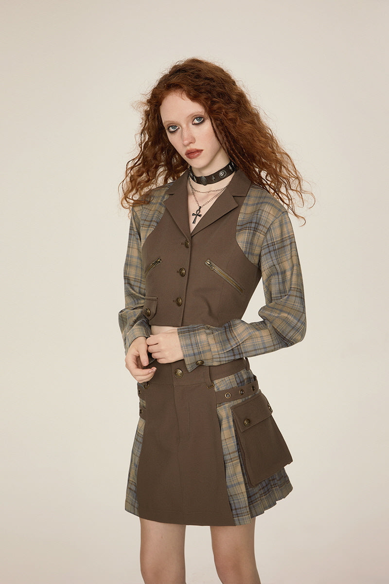 Plaid Fusion Cropped Blazer