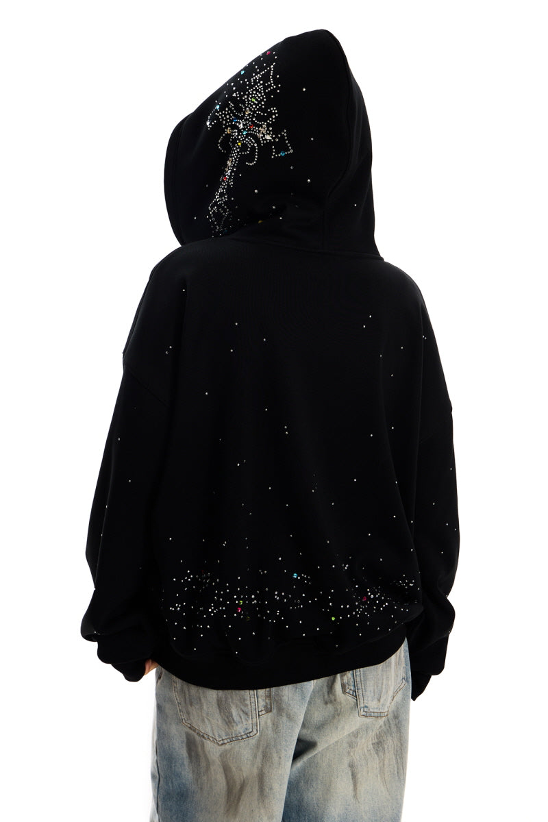 Starlit Chaos Rhinestone Zip Hoodie