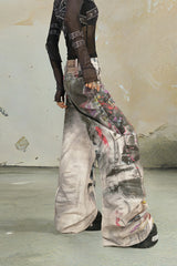 Urban Chaos Paint-Splattered Wide-Leg Jeans