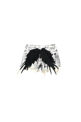 Wing Detail Denim Hot Pants