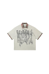 Plaid Noise Graphic Polo Tee