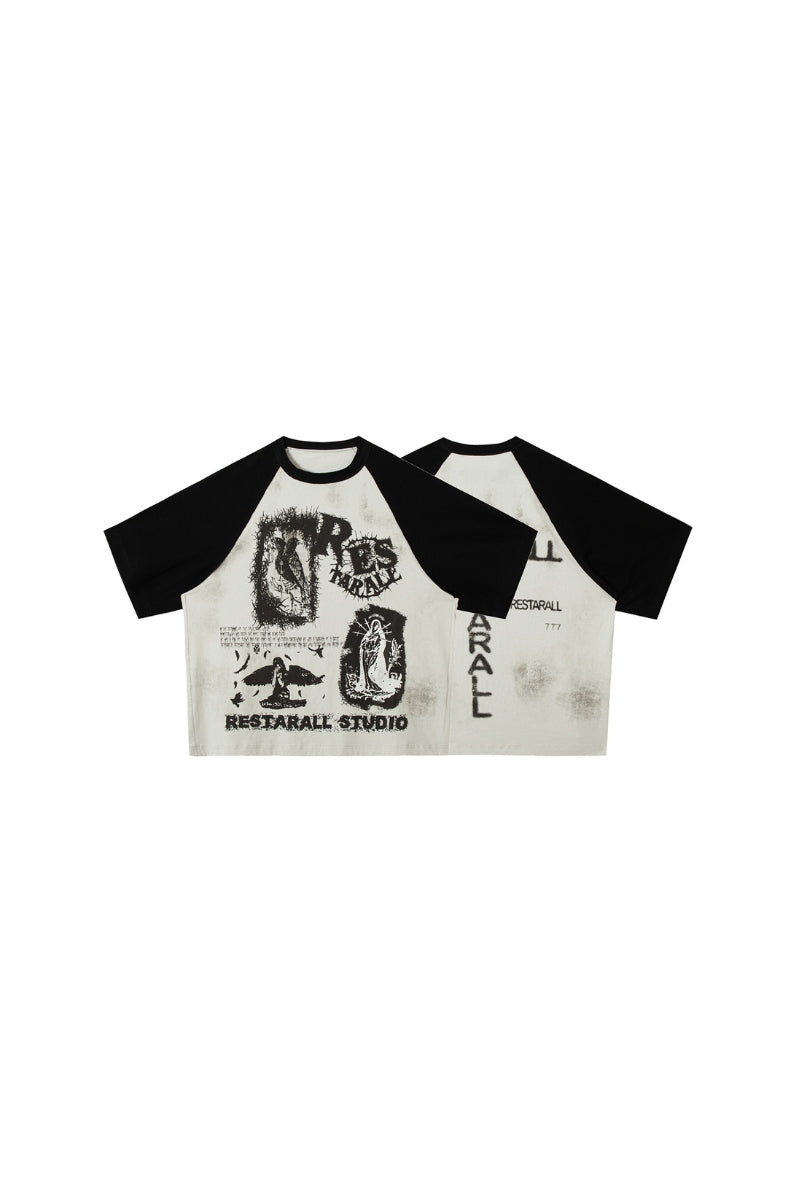 Ragged Noise Contrast Graffiti Tee