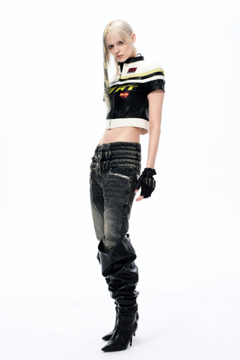 Racing Crop Leather Jacket
