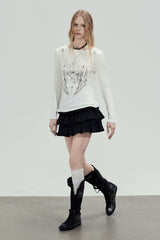 Tiered Pleated Mini Skirt