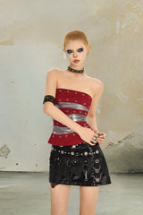 Spiked Rhythm Patchwork Tube Top