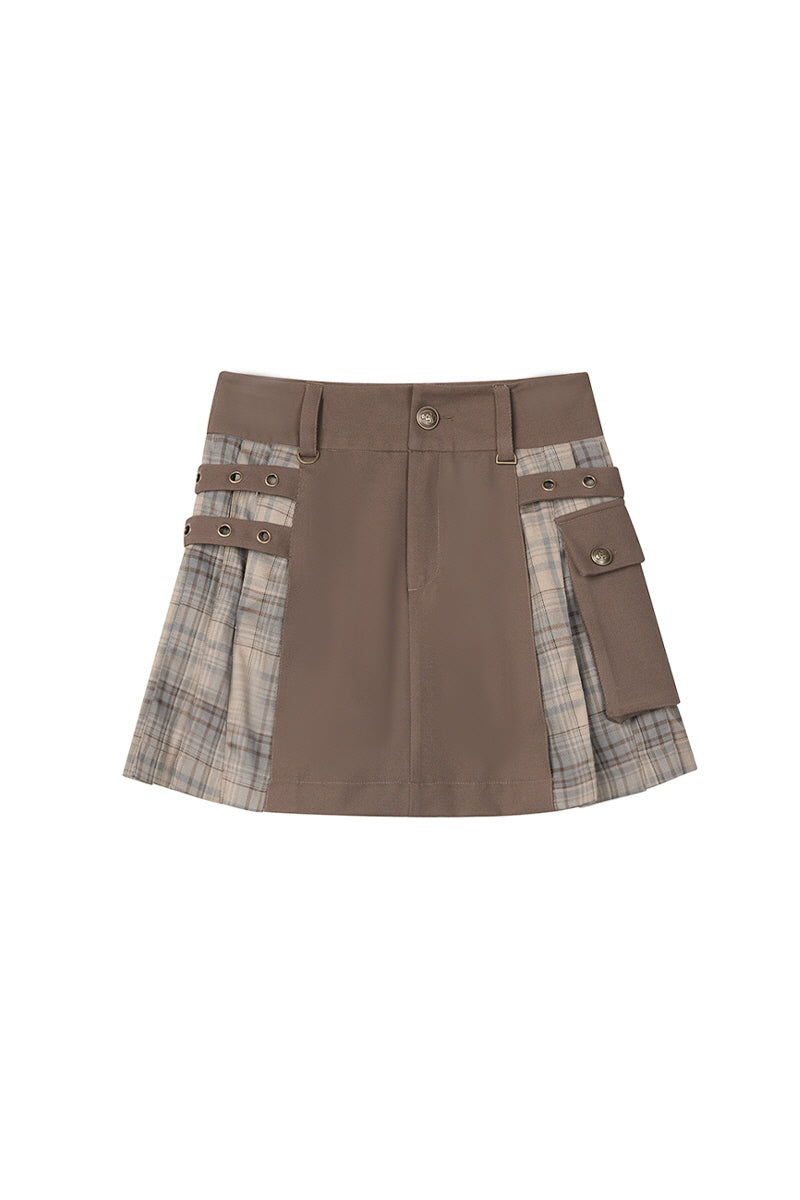 Plaid Hybrid Pocket Mini Skirt