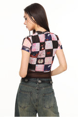 Patchwork Whimsy Double-Layer Mesh Top