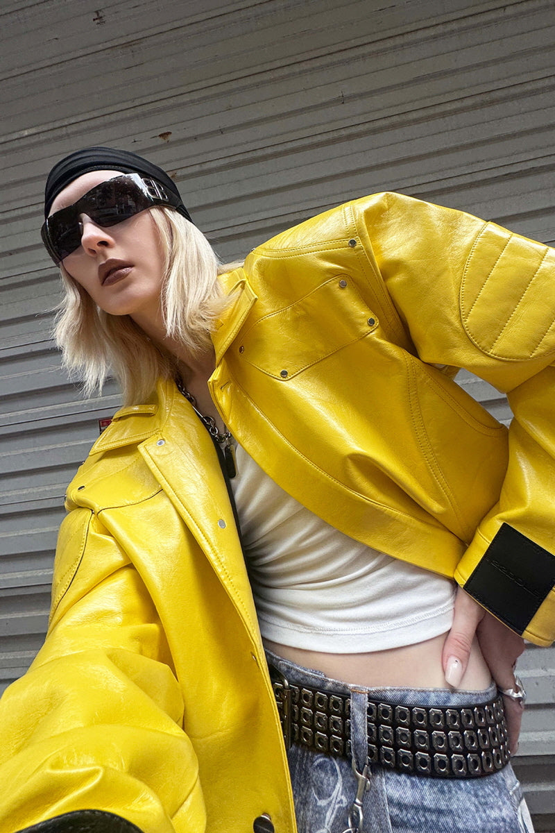 Electric Blaze Yellow Leather Jacket