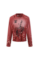 Paint-Splatter Graphic Long Sleeve T-Shirt