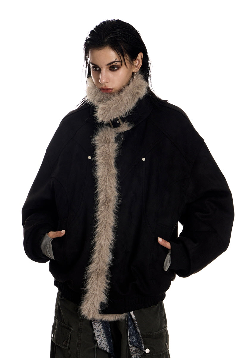 Feral Frost Suede Fur Jacket - Black