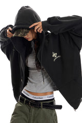 Gothic Emblem Oversized Zip Hoodie