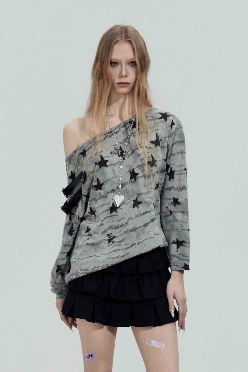 Star Graphic Off-Shoulder Top
