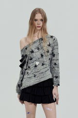 Star Graphic Off-Shoulder Top