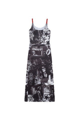 Midnight Rebellion Graphic Slip Dress