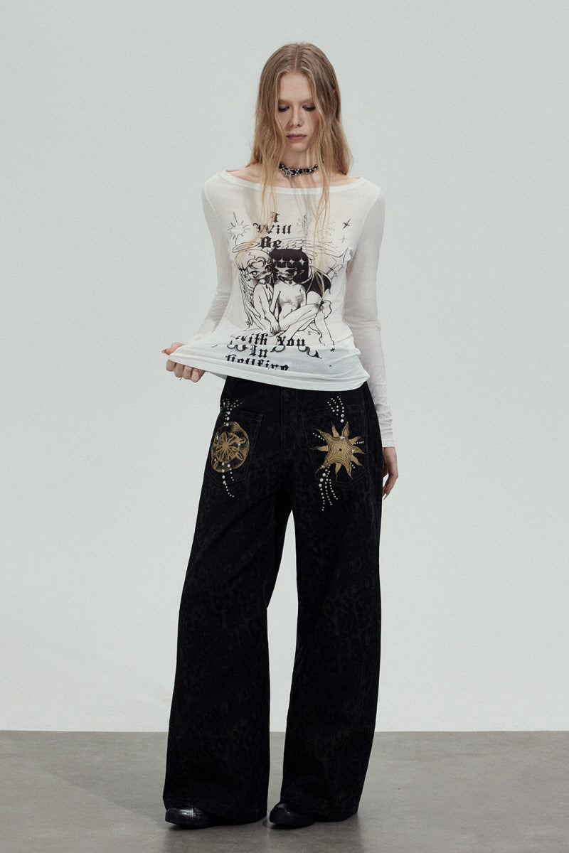 Angel Graphic Off-Shoulder Top