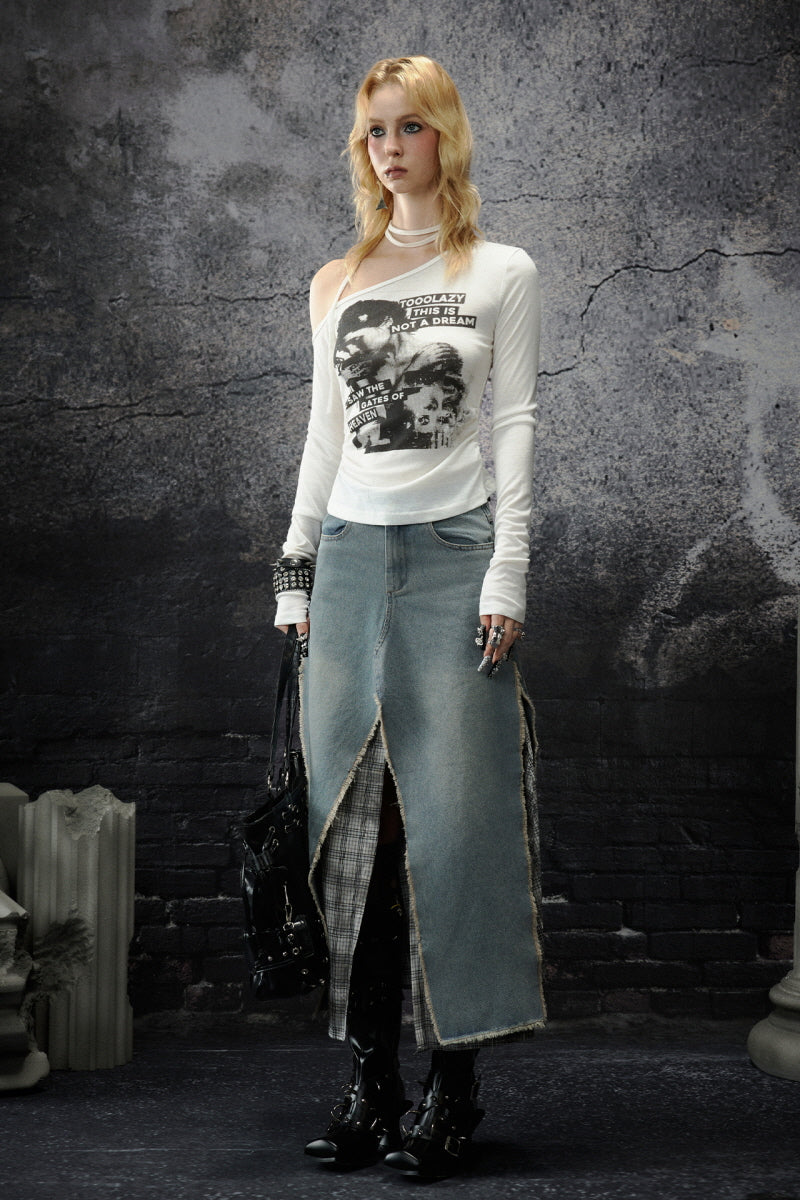Dreamline One-Shoulder Graphic Top