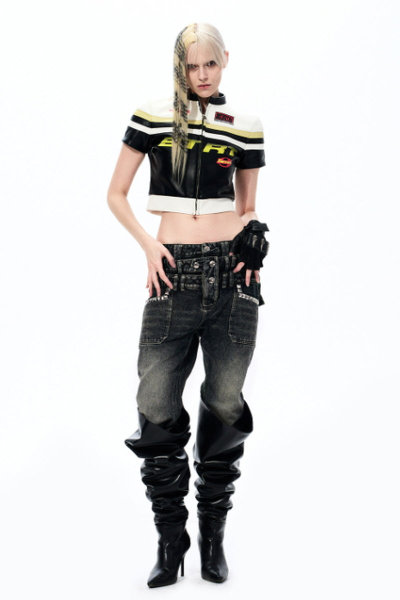 Studded Fade Bootcut Jeans