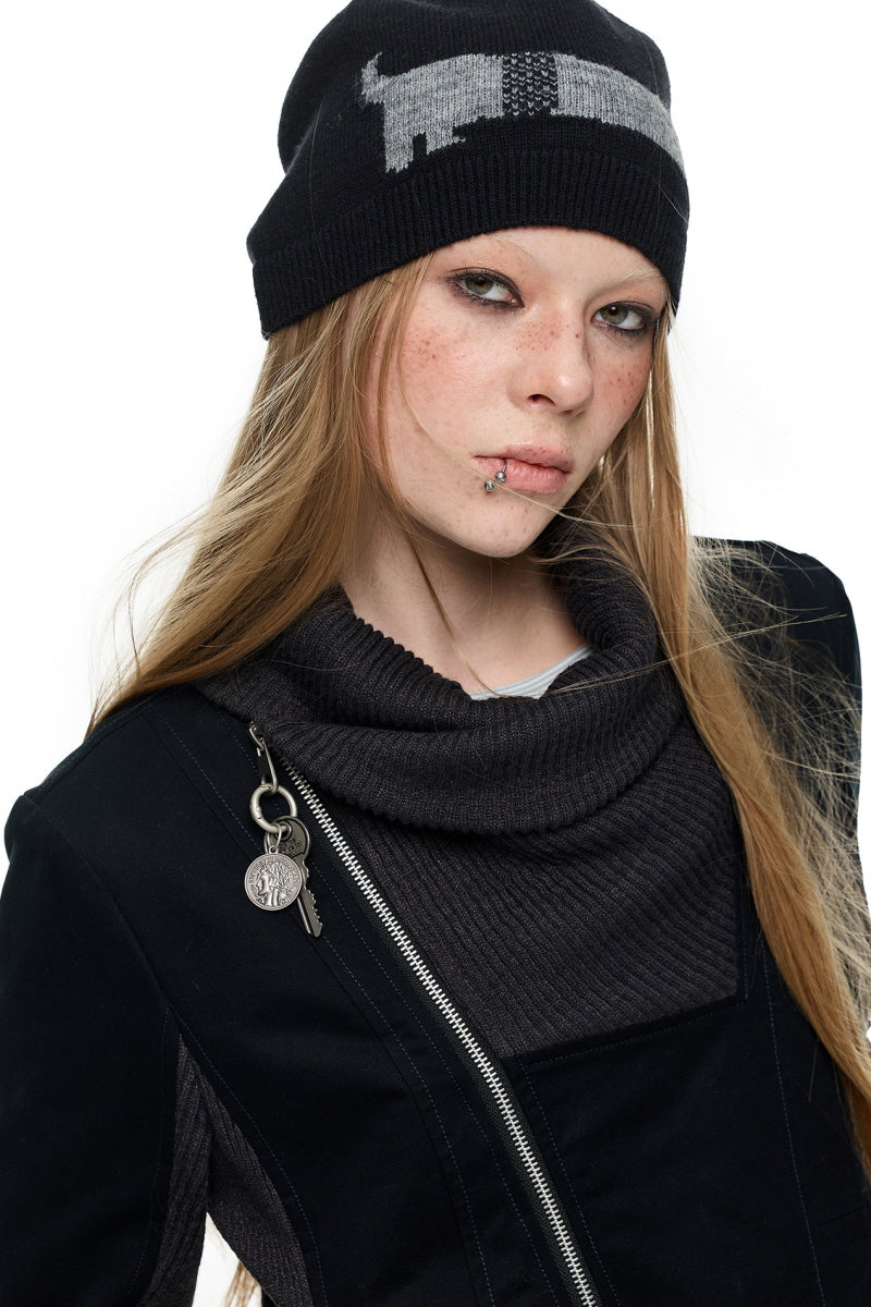 Shadow Fold Asymmetric Knit Jacket