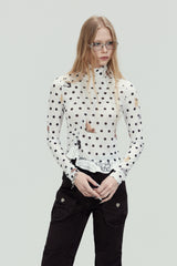 Polka Dot Mesh Slim Top