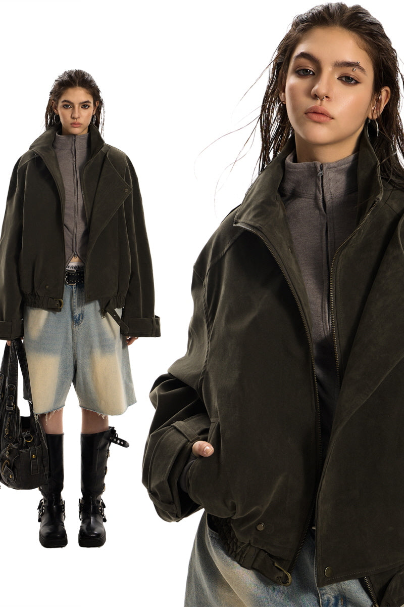 Vintage Suede Biker Oversized Jacket