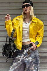 Electric Blaze Yellow Leather Jacket