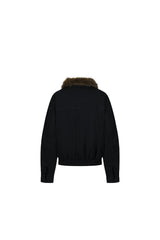 Midnight Cargo Fur-Collar Jacket - Black
