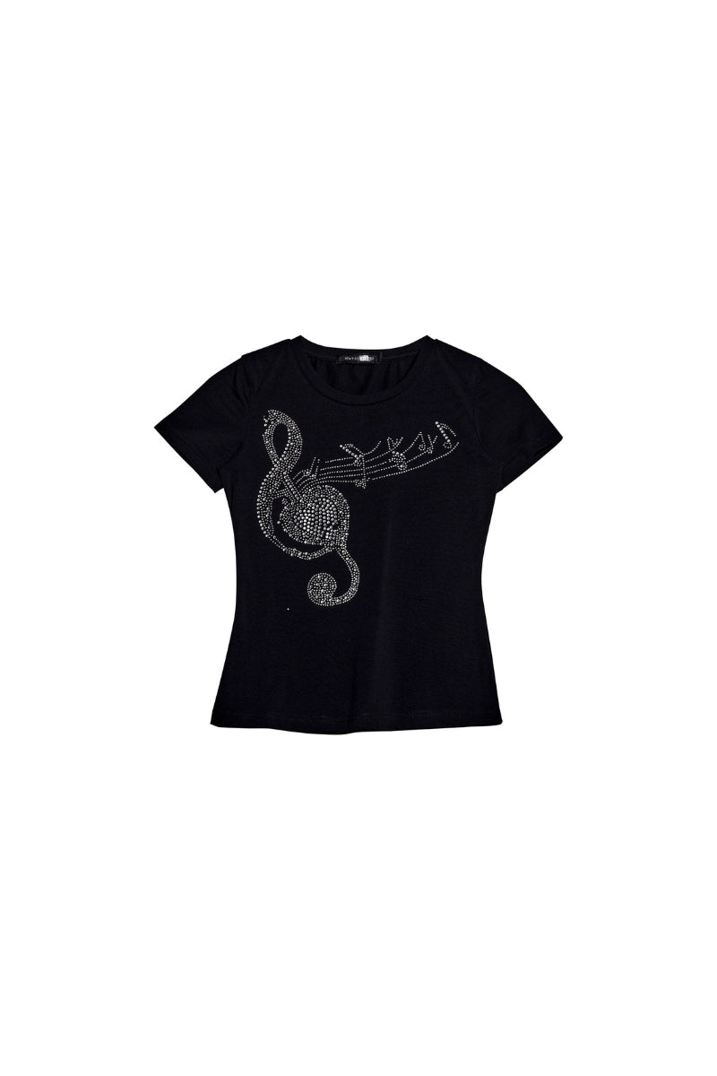 Rhinestone Note Slim T-Shirt