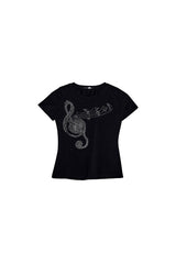 Rhinestone Note Slim T-Shirt