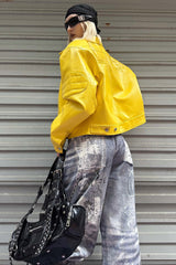 Electric Blaze Yellow Leather Jacket