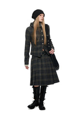 Shadow Plaid Hooded Skirt Set