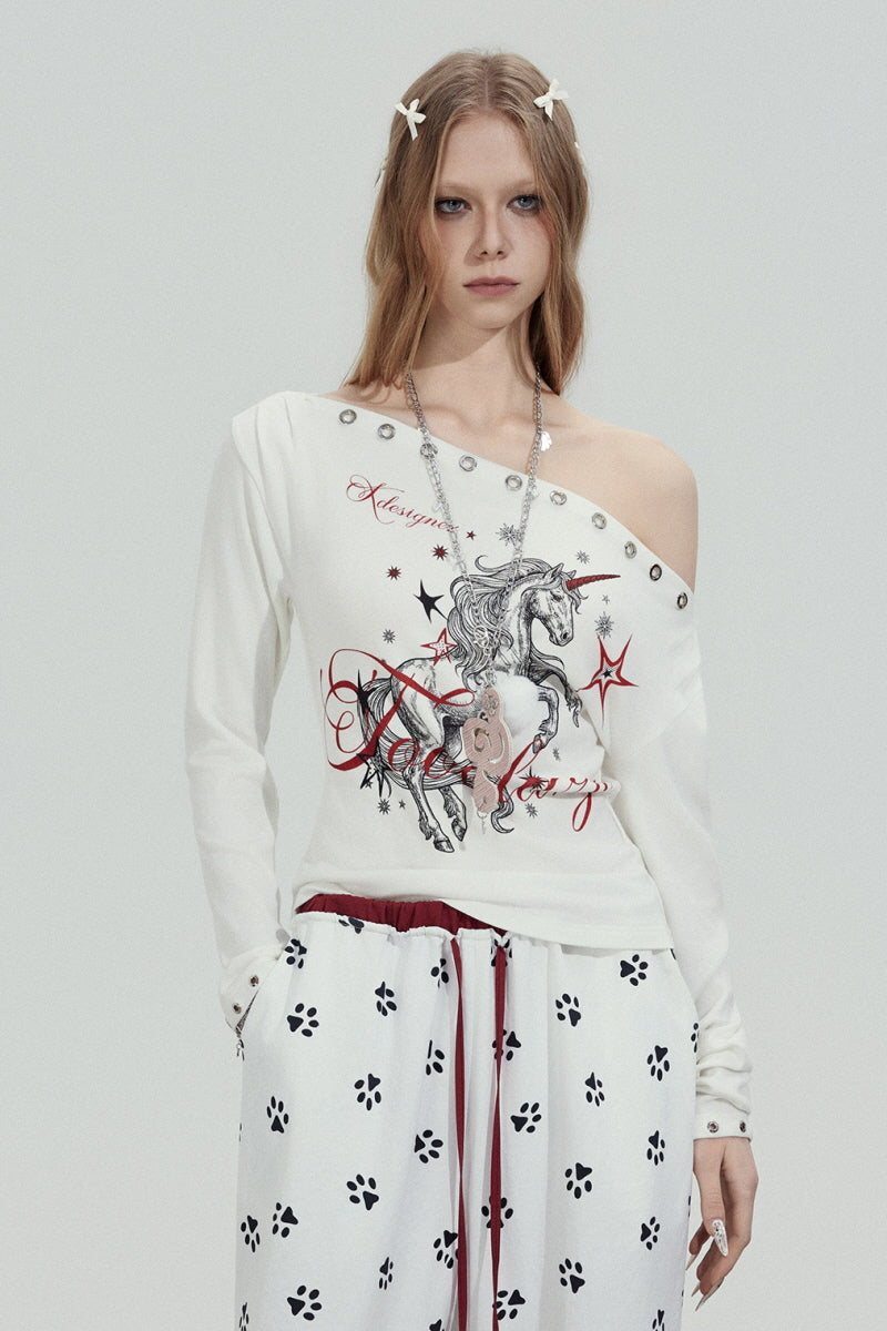 Unicorn Edge Off-Shoulder Long Sleeve Top