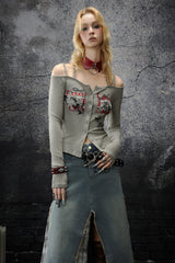 Dual Strap Knit Off-Shoulder Top