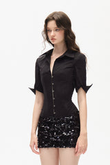 Corset-Fit Short Sleeve Shirt
