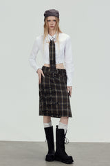 Plaid Tie Cropped Shirt