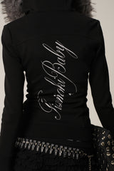 Fur Trimmed Elegance Hoodie Jacket - Black