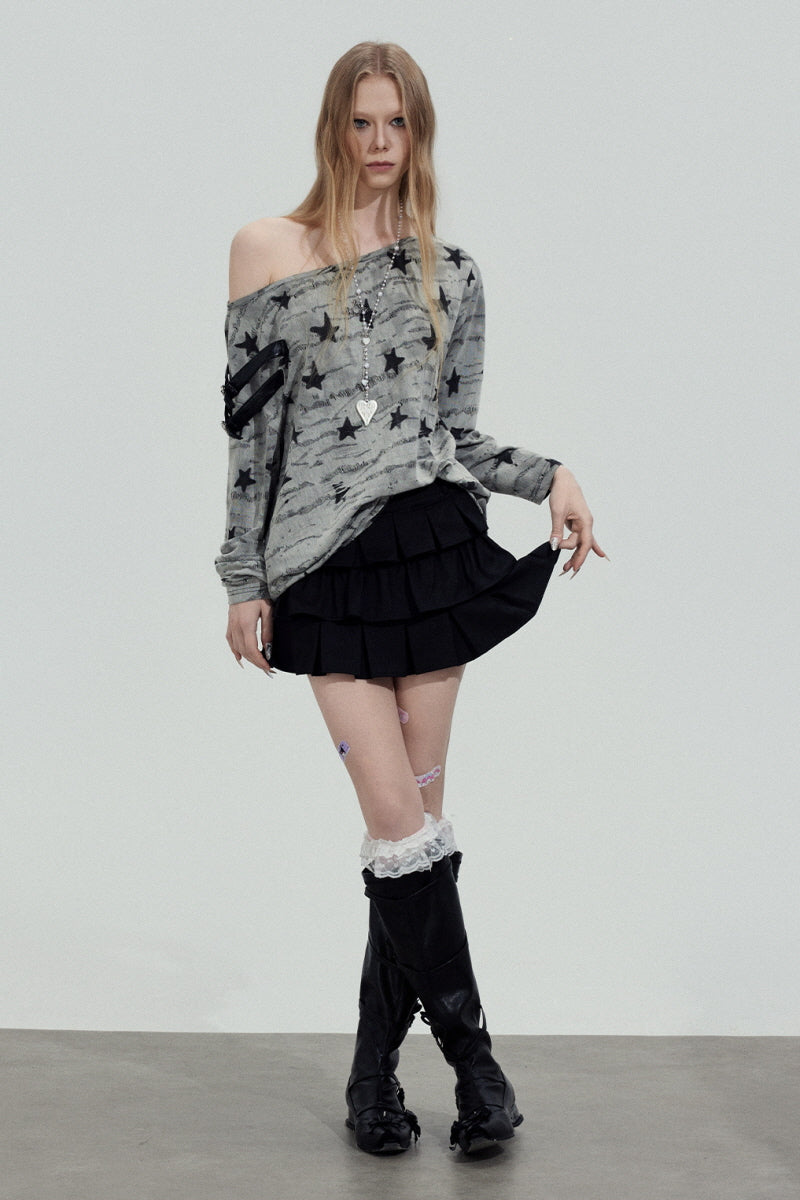 Star Graphic Off-Shoulder Top