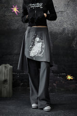 Asymmetric Overlay Straight Pants