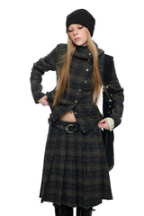 Shadow Plaid Hooded Skirt Set